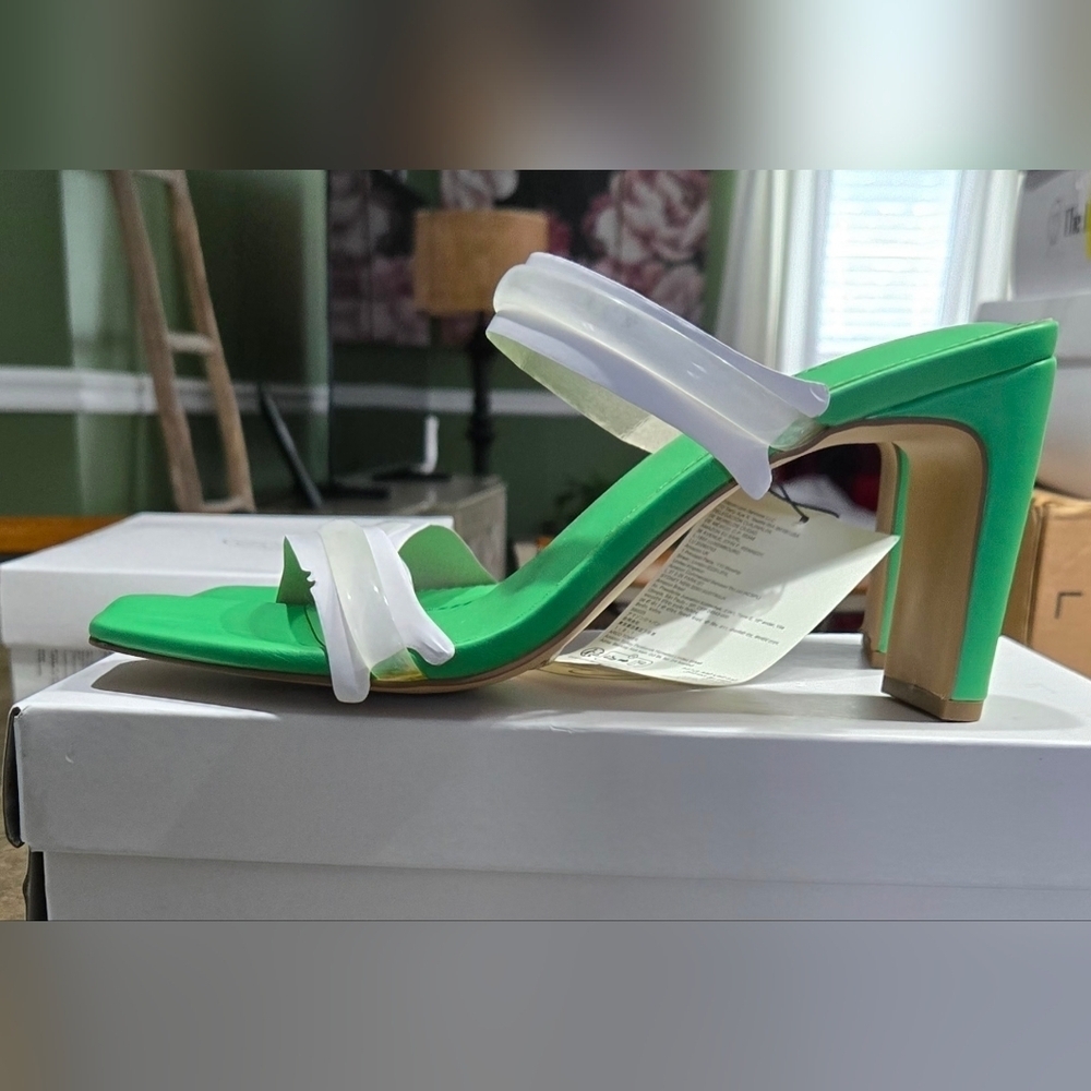 The Drop Avery Square Toe TWO Strap High Heeled Sandal #778-779 - Picture 7 of 14
